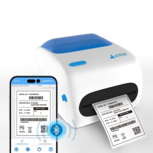 Atpos EML-400L 4 Inch (108mm) Thermal Barcode Shipping Label Sticker Printer | USB/Bluetooth Interface