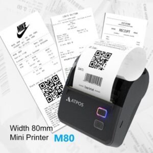 ATPOS Model M80 80mm Portable Bluetooth Thermal Printer | Wireless Printing | 3 Inch | USB/Bluetooth